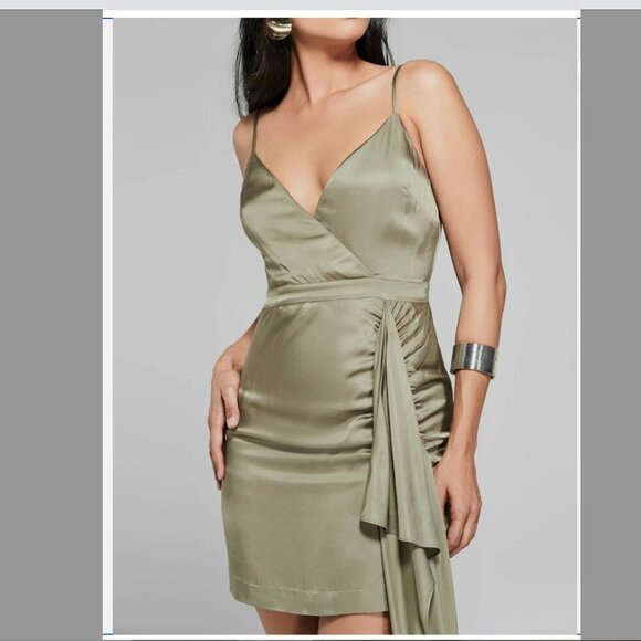 Marciano Thalia Asymmetric Olive Dress, 4, NWT - Picture 1 of 5
